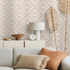Geometric Wallpaper with a Dashed Diamond Pattern in Beige - C590