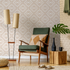 Geometric Wallpaper with a Dashed Diamond Pattern in Beige - C590