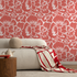 Floral Wallpaper with a Bold Hibiscus Motif in Coral - C678