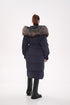Rei Genuine Fur Trim Hooded Down Coat in Navy