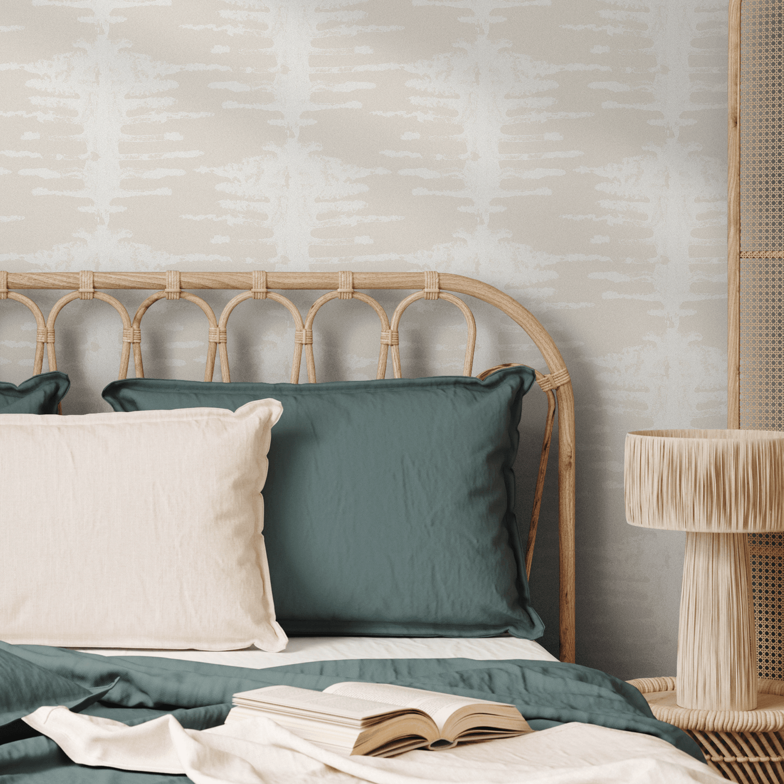 Abstract Wallpaper with Distressed Brushstrokes in Cream and Beige - C740