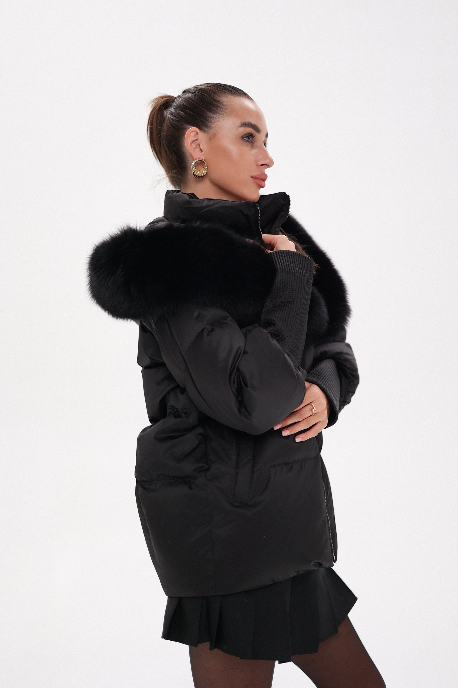 Pre-Order. Re-Stock Ships November 1. Amanda Genuine Fur Trim Down Fill Coat