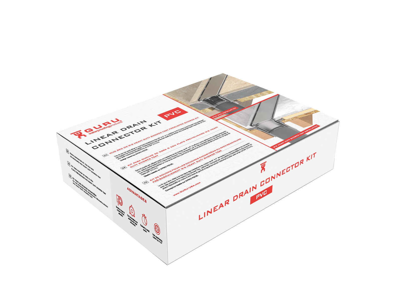 GURU LINEAR DRAIN CONNECTOR KIT PVC - Tundra Globe