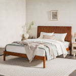Cama Slatted Headboard Mid-Century Modern Solid Wood Bed