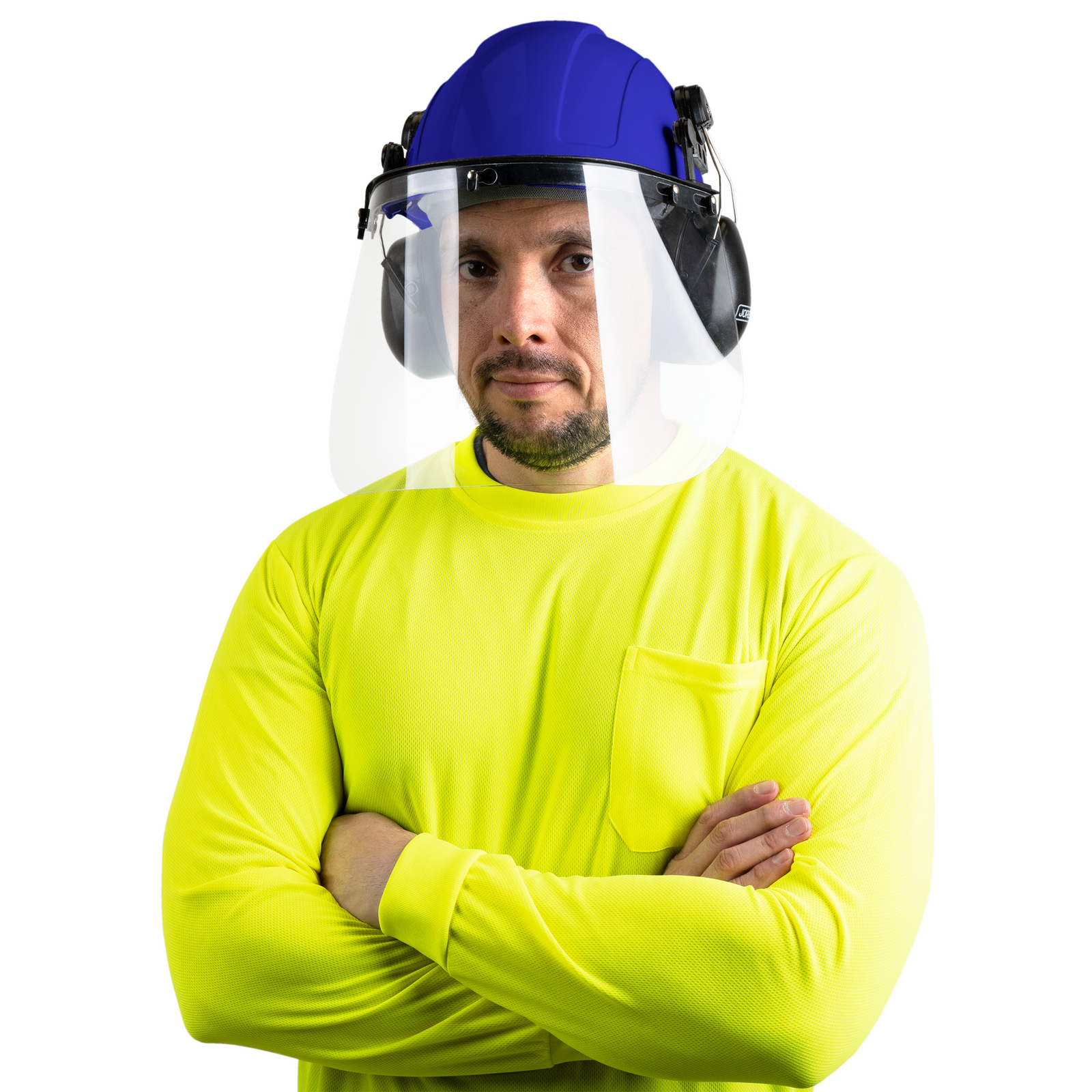 Cap-Style Hard Hat Kit with Mountable Earmuffs and Hi-Transparency Face Shield