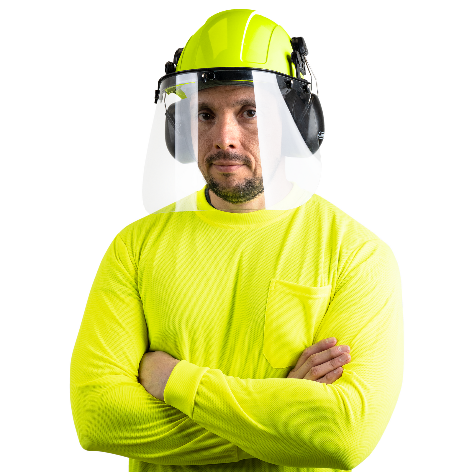 Cap-Style Hard Hat Kit with Mountable Earmuffs and Hi-Transparency Face Shield