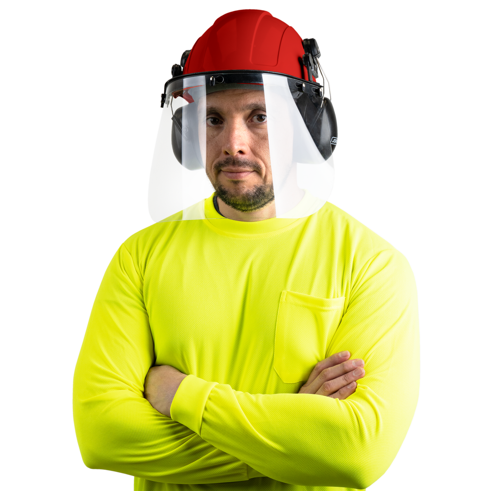 Cap-Style Hard Hat Kit with Mountable Earmuffs and Hi-Transparency Face Shield