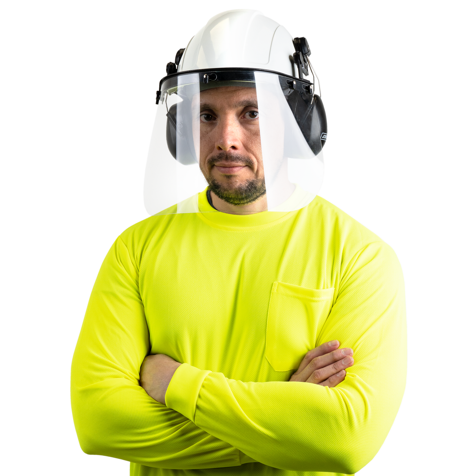 Cap-Style Hard Hat Kit with Mountable Earmuffs and Hi-Transparency Face Shield