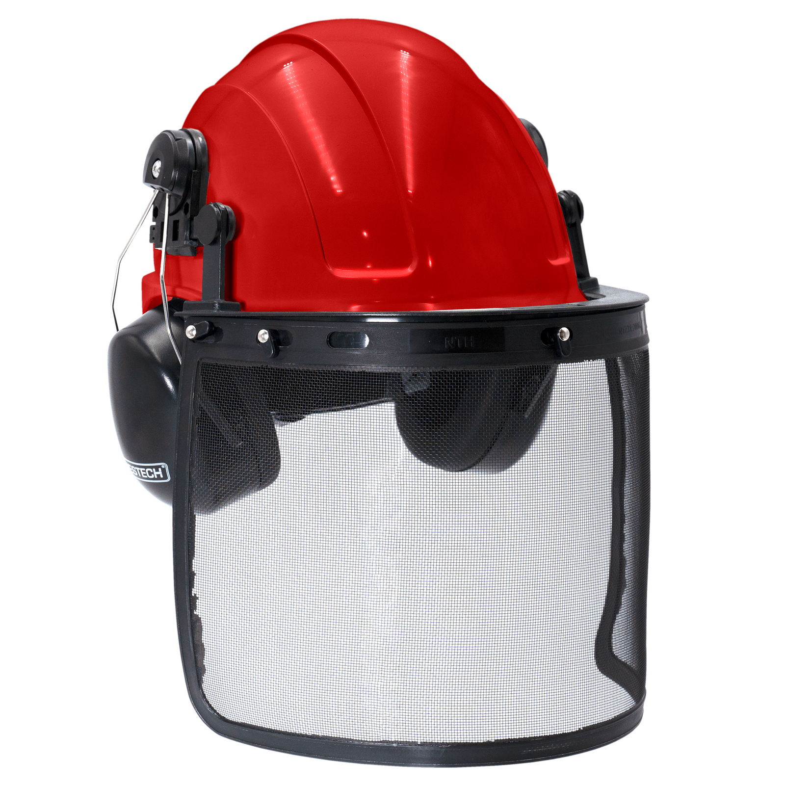 Safety Cap-Style Helmet System with Iron Mesh Face Shield and Earmuffs Black