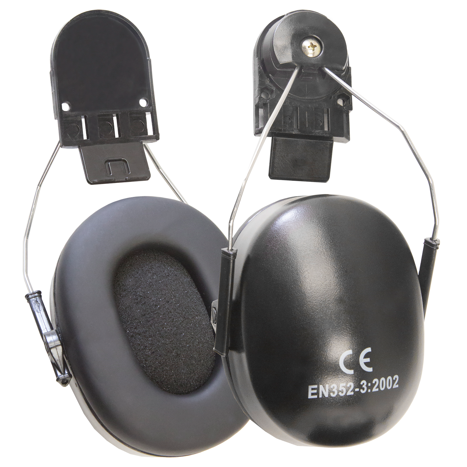 Safety Cap-Style Helmet System with Iron Mesh Face Shield and Earmuffs Black