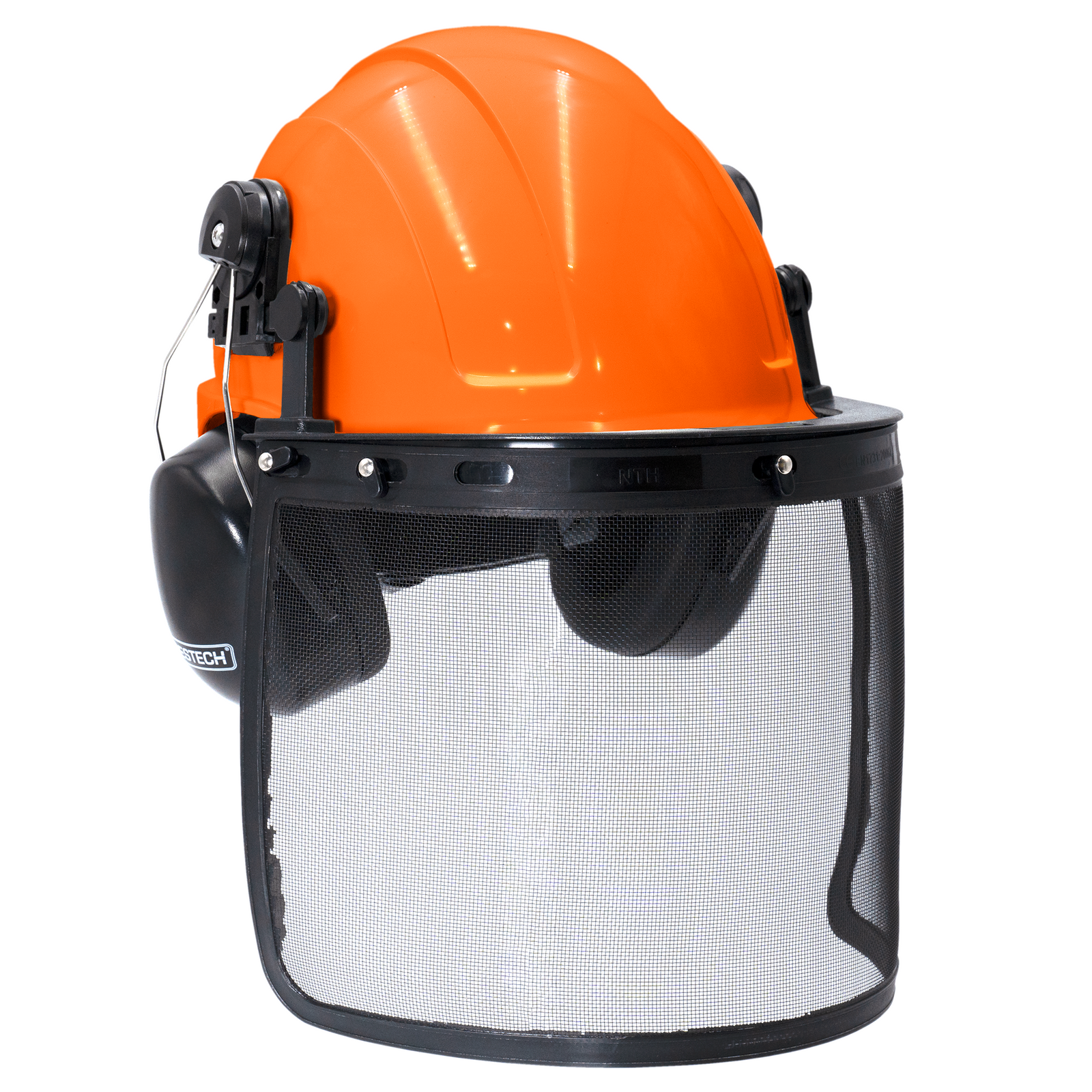 Safety Cap-Style Helmet System with Iron Mesh Face Shield and Earmuffs Black