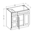 36 Inch White Slim Shaker Single Sink Bathroom Vanity with Drawers on the Left