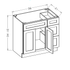 36 Inch White Slim Shaker Single Sink Bathroom Vanity with Drawers on the Right