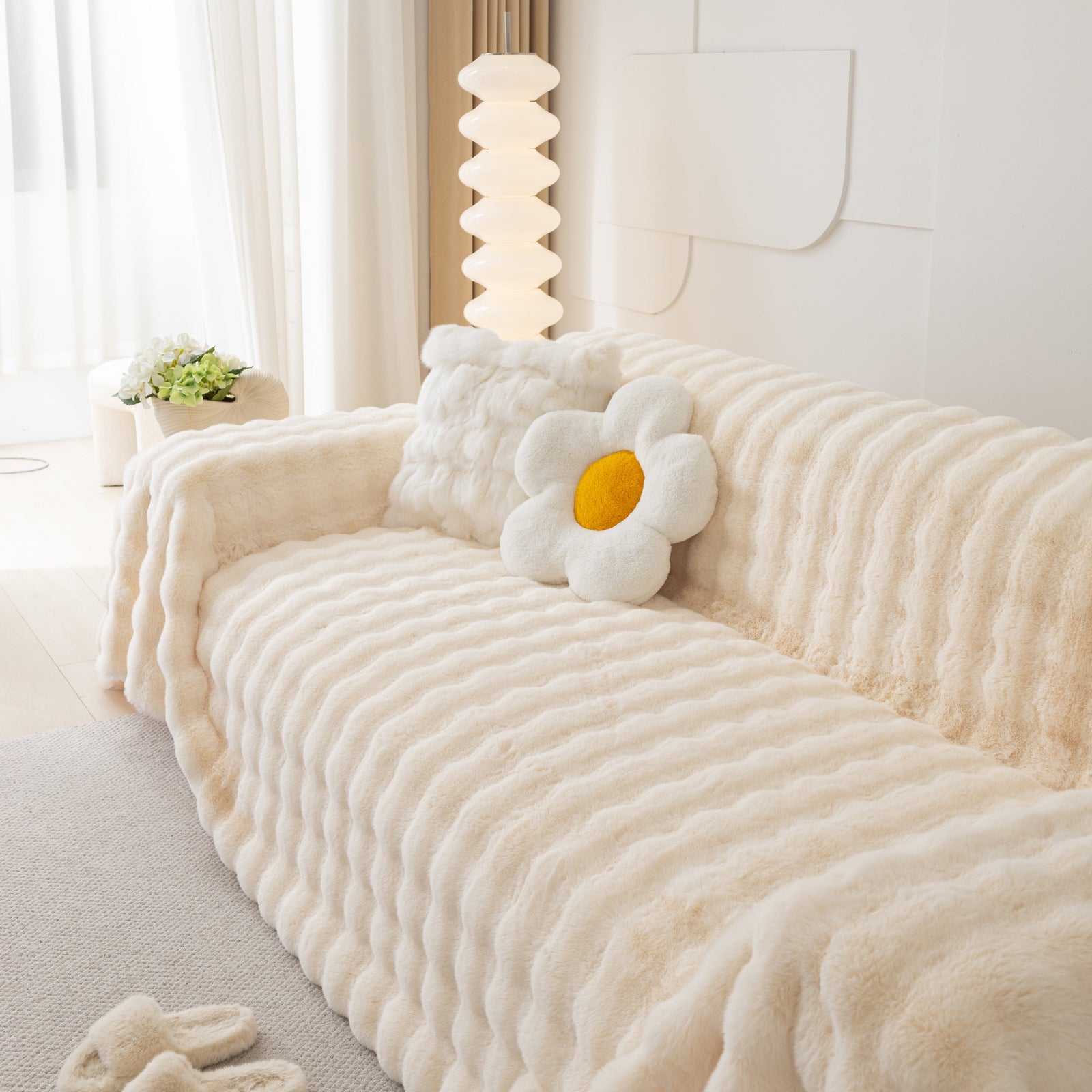 Faux Rabbit Fur Throws for Sofas, Stylish Throw Blankets for Couch and Couch Throw Cover