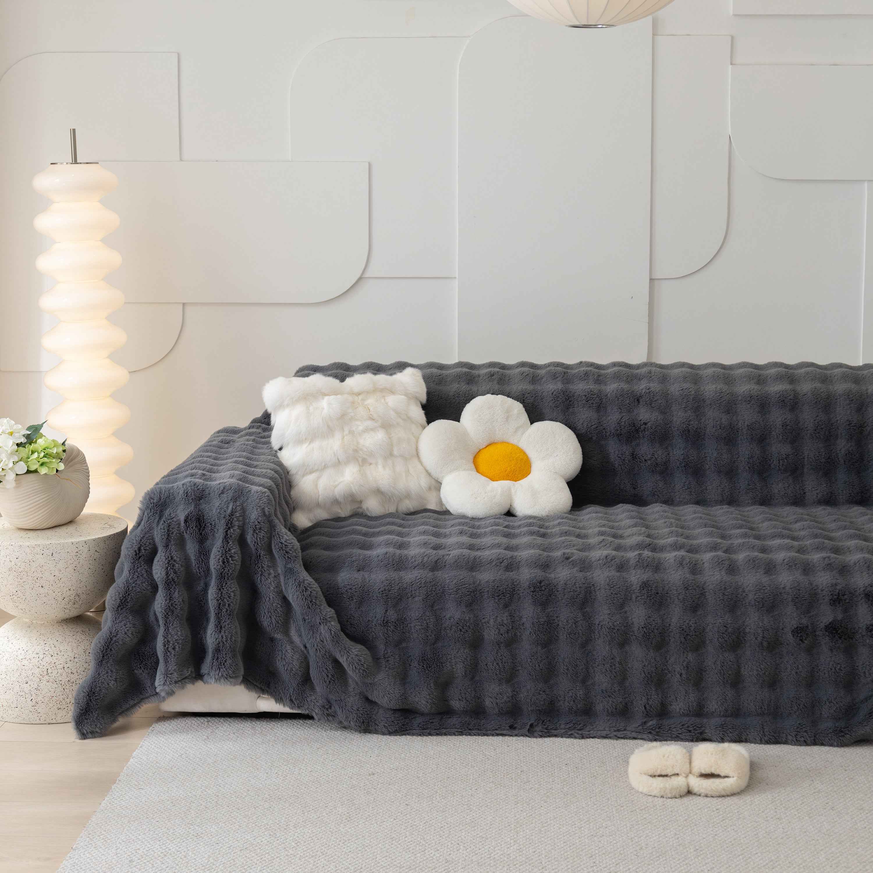 Faux Rabbit Fur Throws for Sofas, Stylish Throw Blankets for Couch and Couch Throw Cover