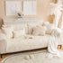 Embossed Leaf Cotton Quilted Sofa Cover Non-Slip Couch Protector with Thick Padding