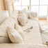 Embossed Leaf Cotton Quilted Sofa Cover Non-Slip Couch Protector with Thick Padding
