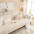 Embossed Leaf Cotton Quilted Sofa Cover Non-Slip Couch Protector with Thick Padding