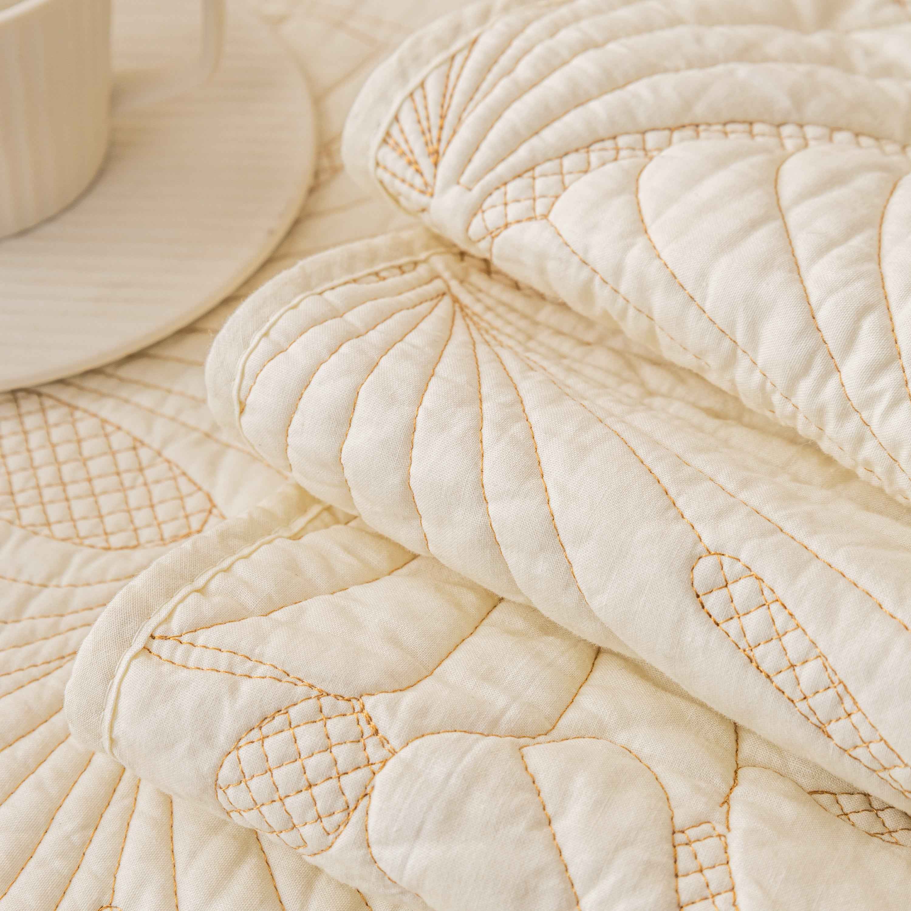 Embossed Leaf Cotton Quilted Sofa Cover Non-Slip Couch Protector with Thick Padding
