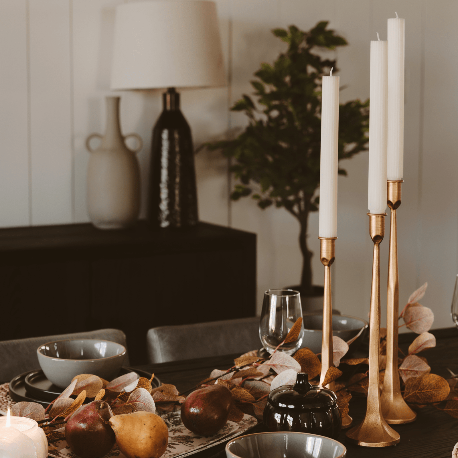 Gold Cast Iron Taper Candle Holders