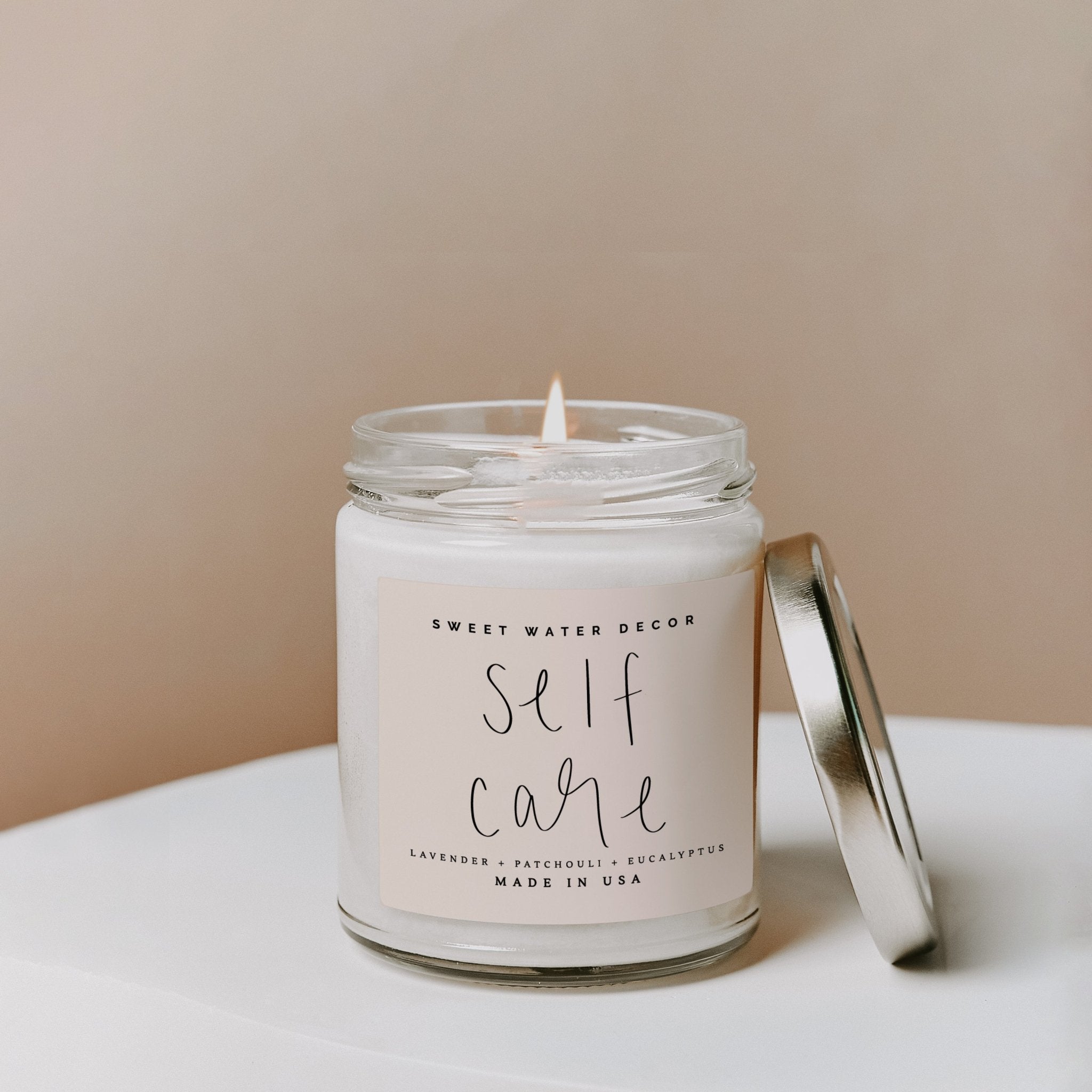 Self Care Soy Candle - Clear Jar - 9 oz (Lavender and Eucalyptus)
