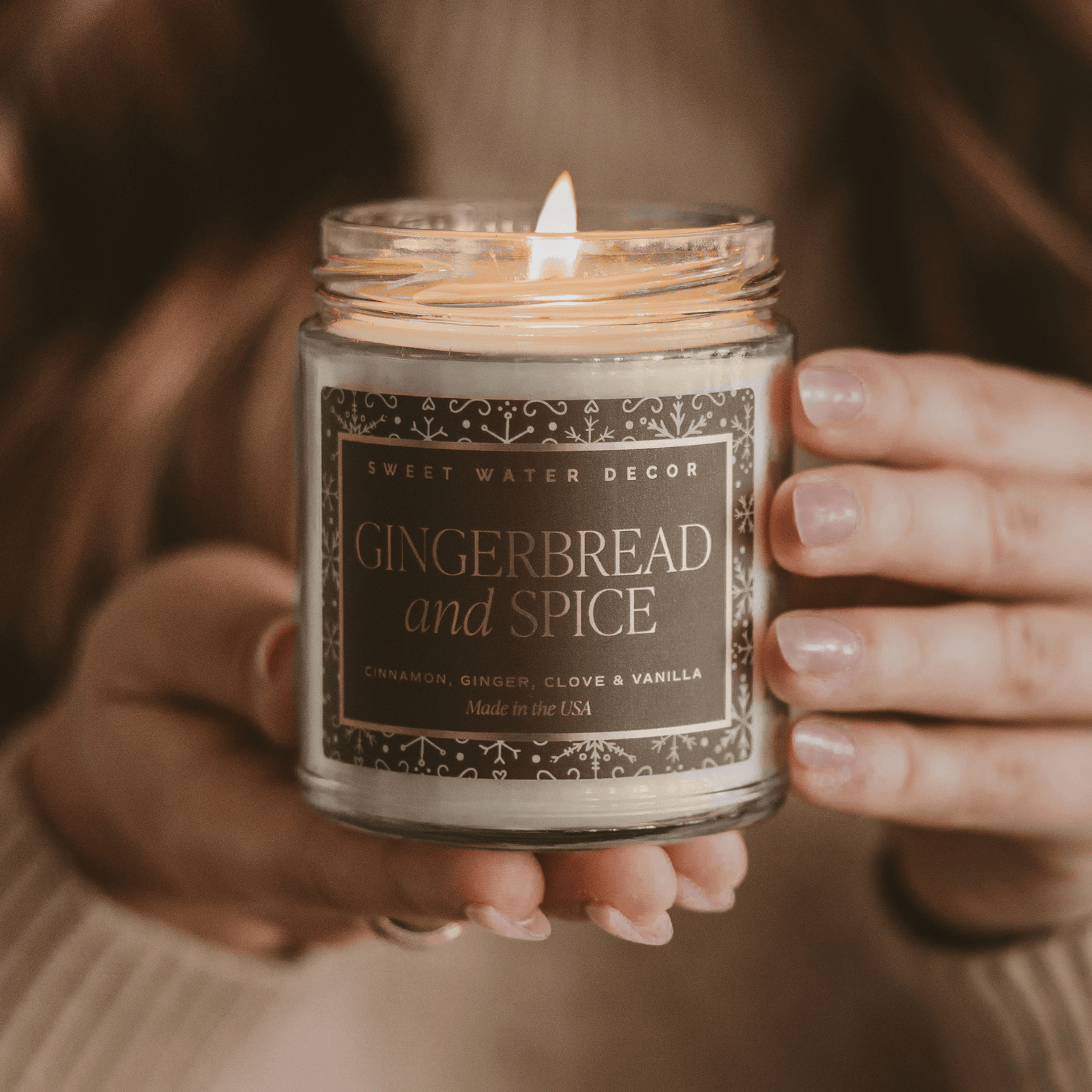 Gingerbread and Spice Soy Candle - Clear Jar - 9 oz Patterned