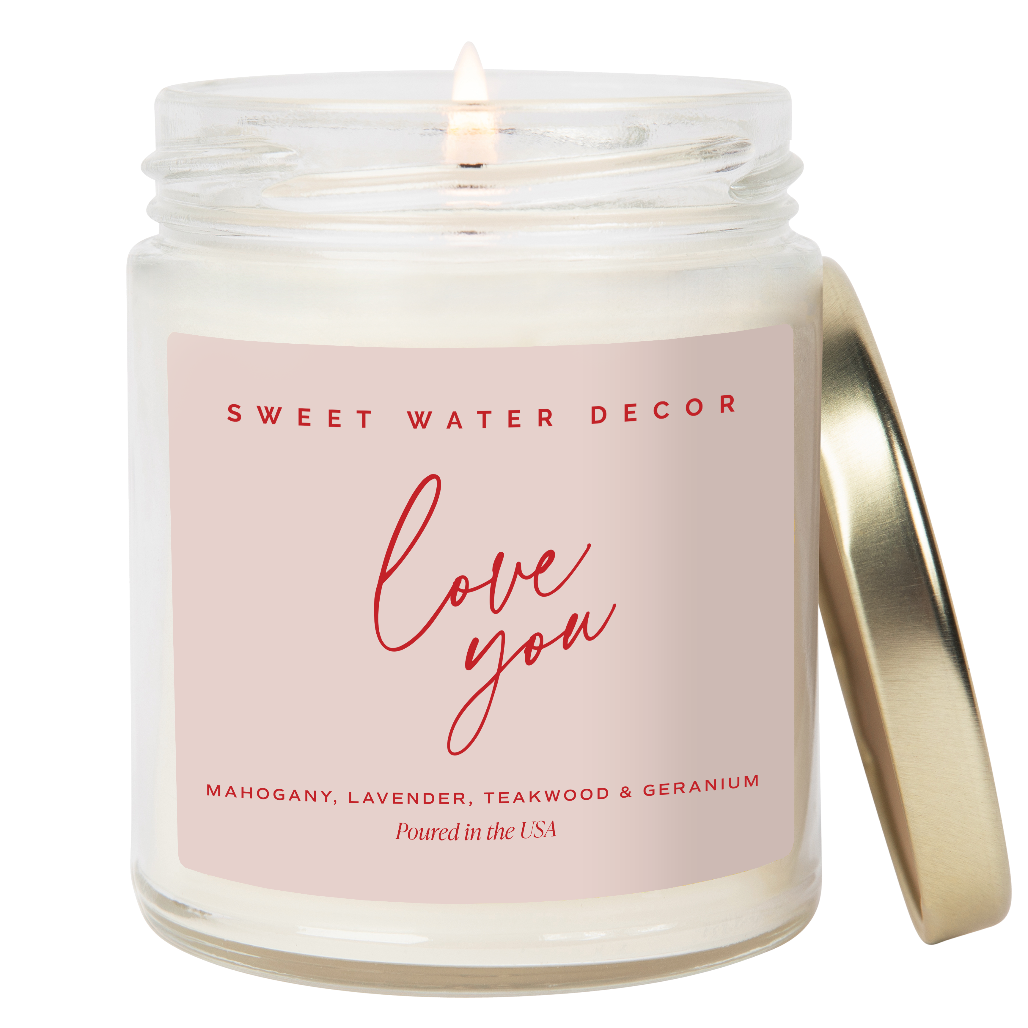 Love You Soy Patterned Candle - Clear Jar - 9 oz