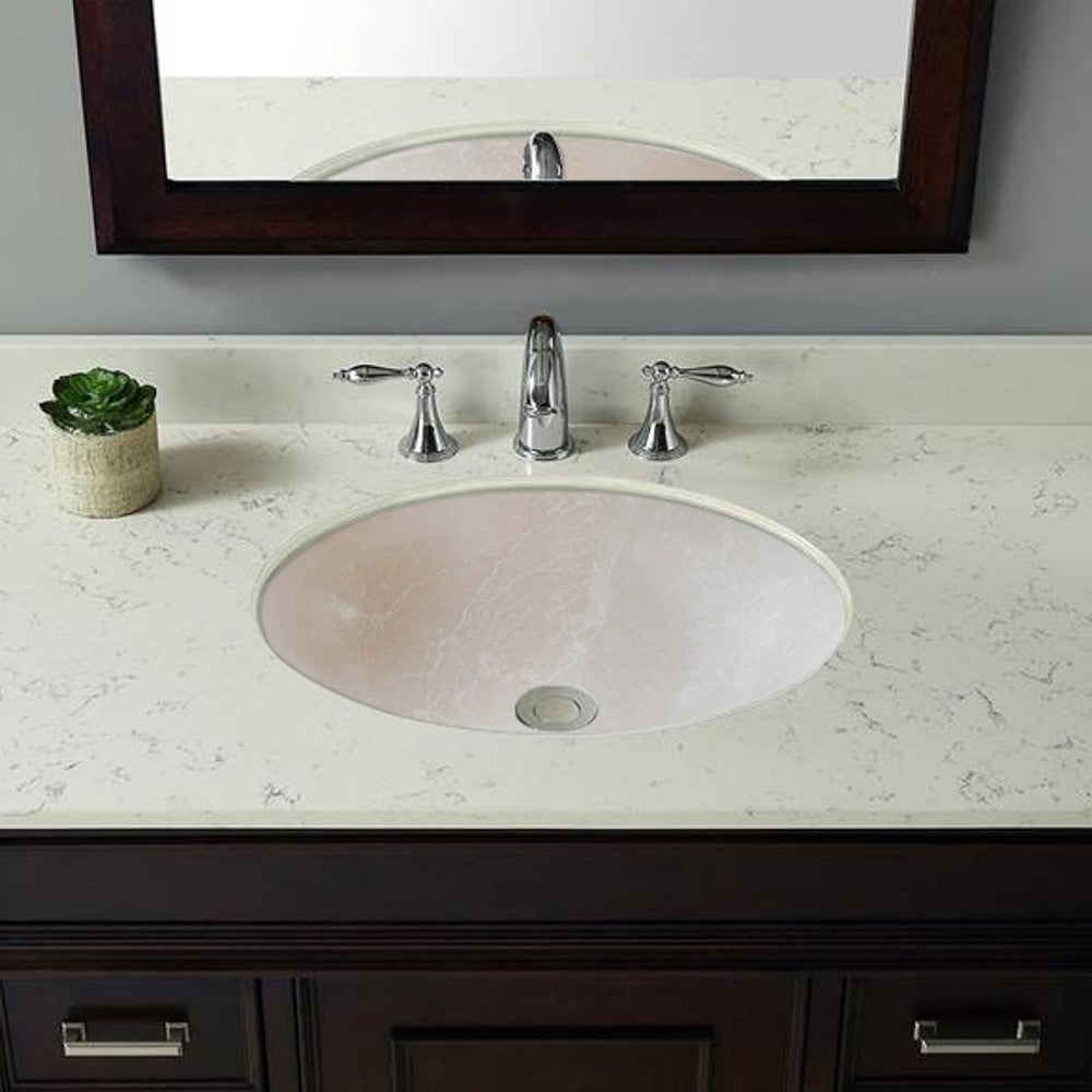 Botticino Marble Natural Stone Oval Shape Vessel Sink Honed (W)16