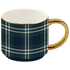 Navy Plaid 14 oz Gold Handle Coffee Mug