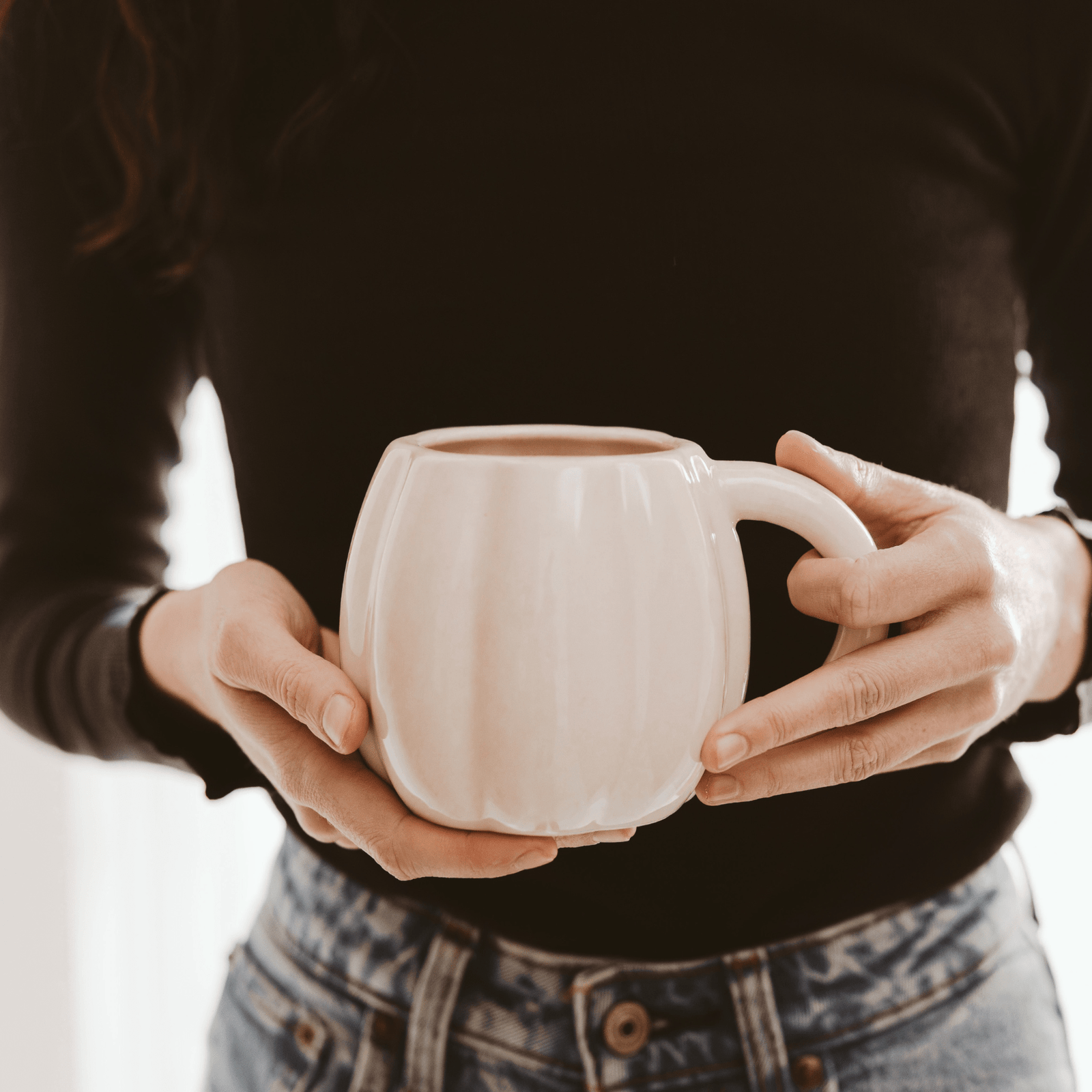 Cream Pumpkin 19oz. Figural Coffee Mug