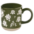 Green Floral 14oz. Stoneware Coffee Mug