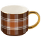 Brown Plaid 14 oz Gold Handle Coffee Mug