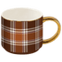 Brown Plaid 14 oz Gold Handle Coffee Mug