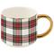 White Plaid 14 oz Gold Handle Coffee Mug