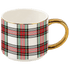 White Plaid 14 oz Gold Handle Coffee Mug