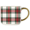 White Plaid 14oz. Gold Handle Coffee Mug