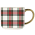 White Plaid 14oz. Gold Handle Coffee Mug