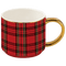 Red Plaid 14 oz Gold Handle Coffee Mug