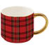 Red Plaid 14 oz Gold Handle Coffee Mug