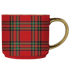 Red Plaid 14oz. Gold Handle Coffee Mug