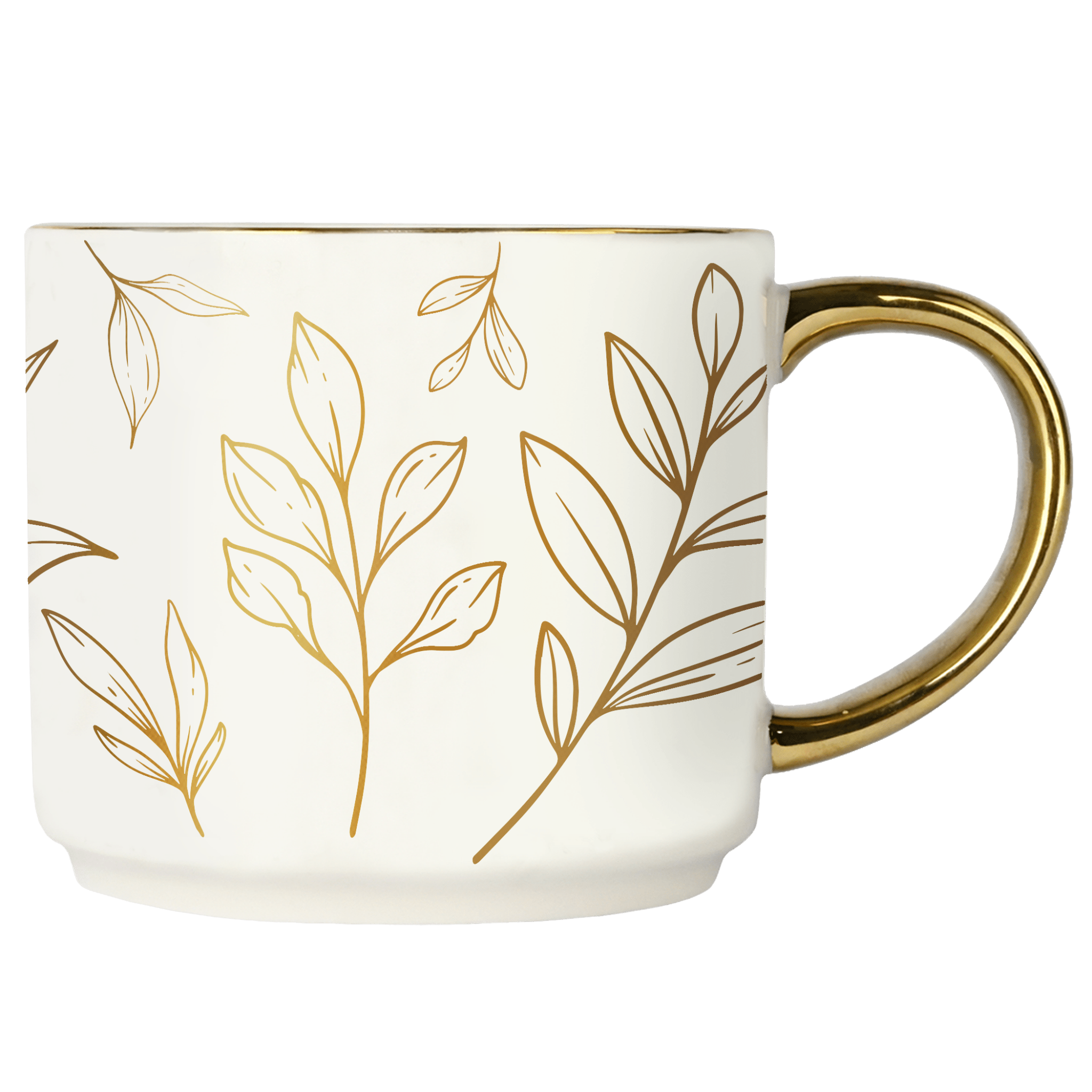 Gold Leaves 14oz. Gold Handle Coffee Mug