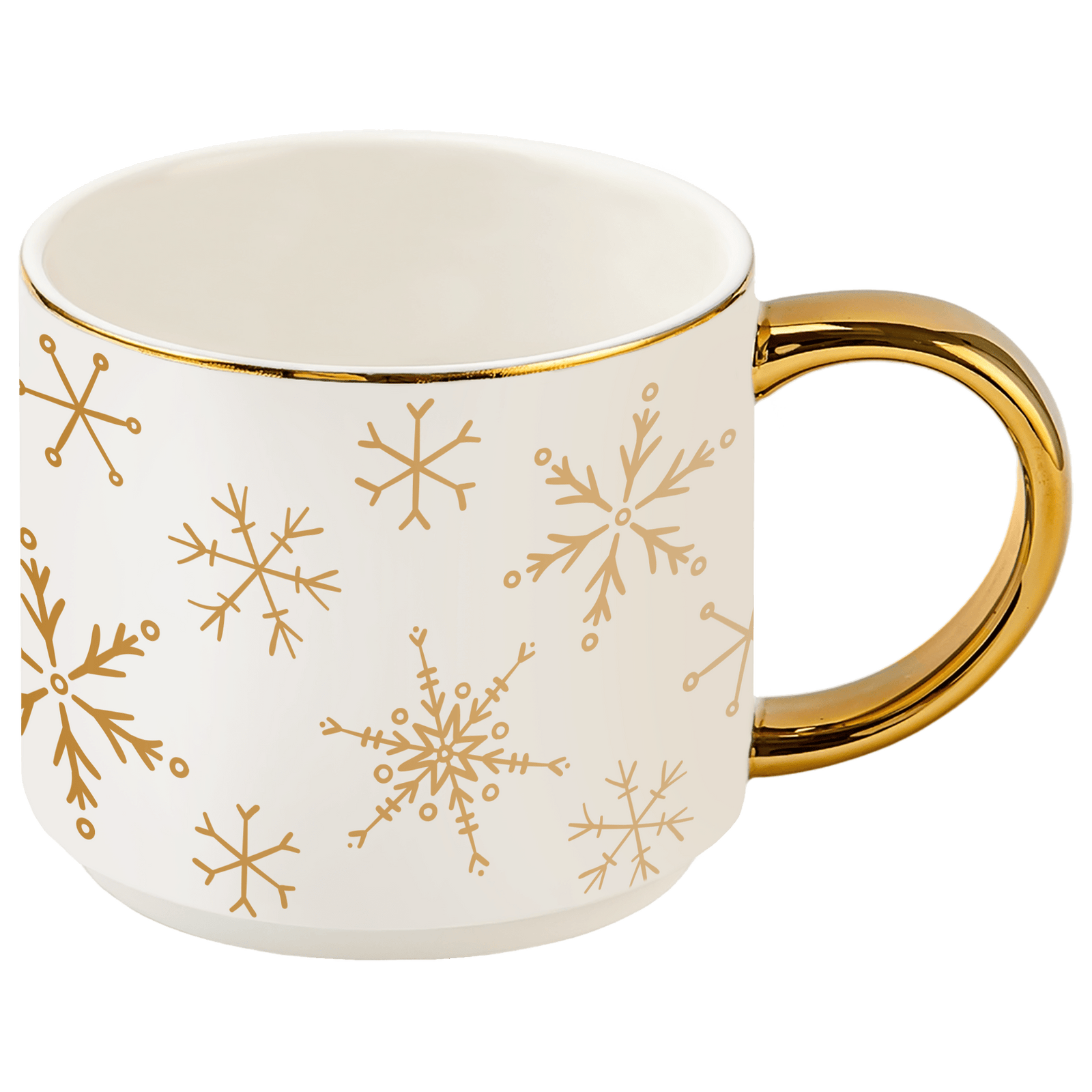 Gold Snowflakes 14 oz Gold Handle Coffee Mug