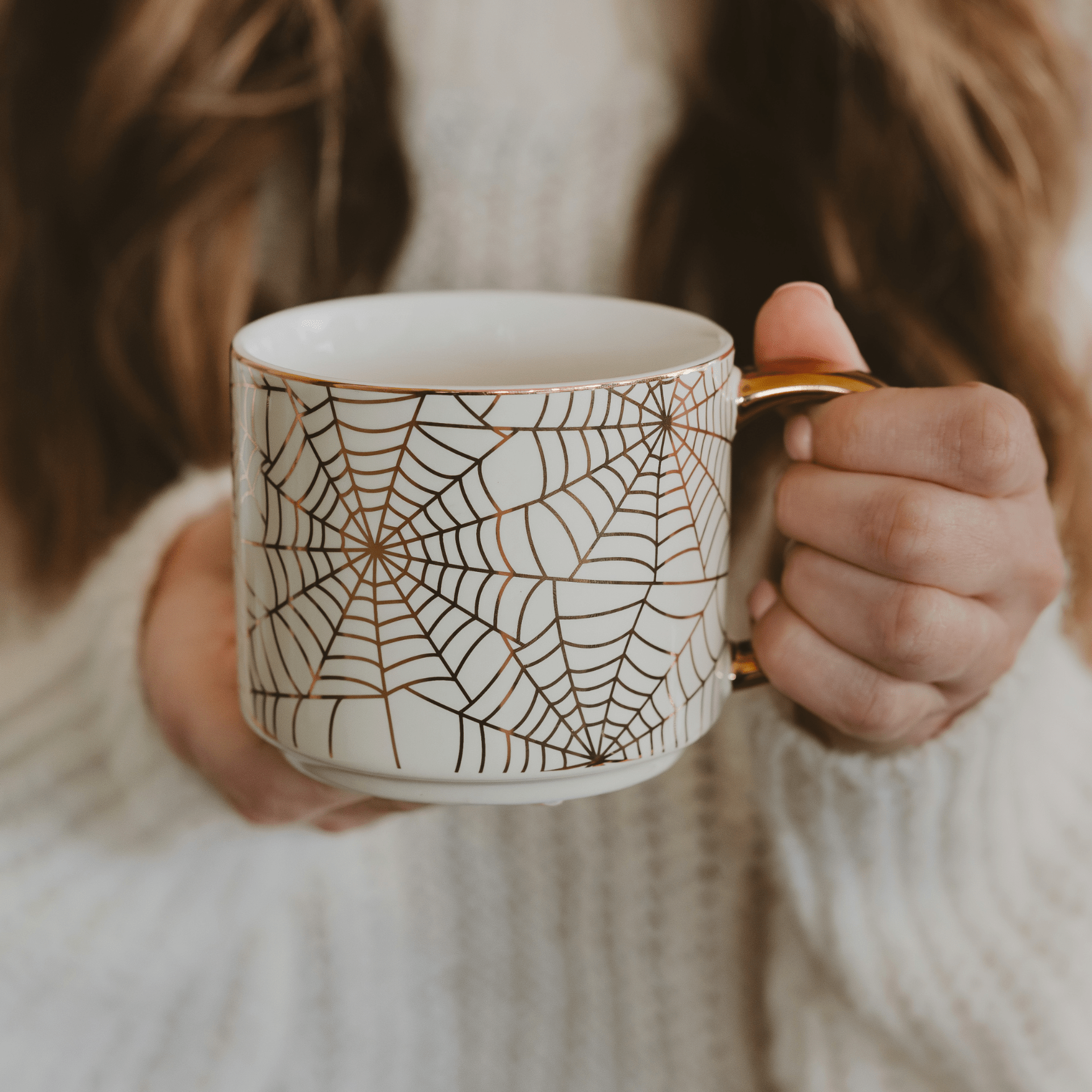 Spiderwebs 14oz. Gold Handle Coffee Mug