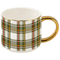 Green Plaid 14 oz Gold Handle Coffee Mug