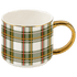 Green Plaid 14 oz Gold Handle Coffee Mug