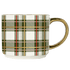 Green Plaid 14oz. Gold Handle Coffee Mug
