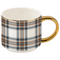 Orange Navy Plaid 14 oz Gold Handle Coffee Mug