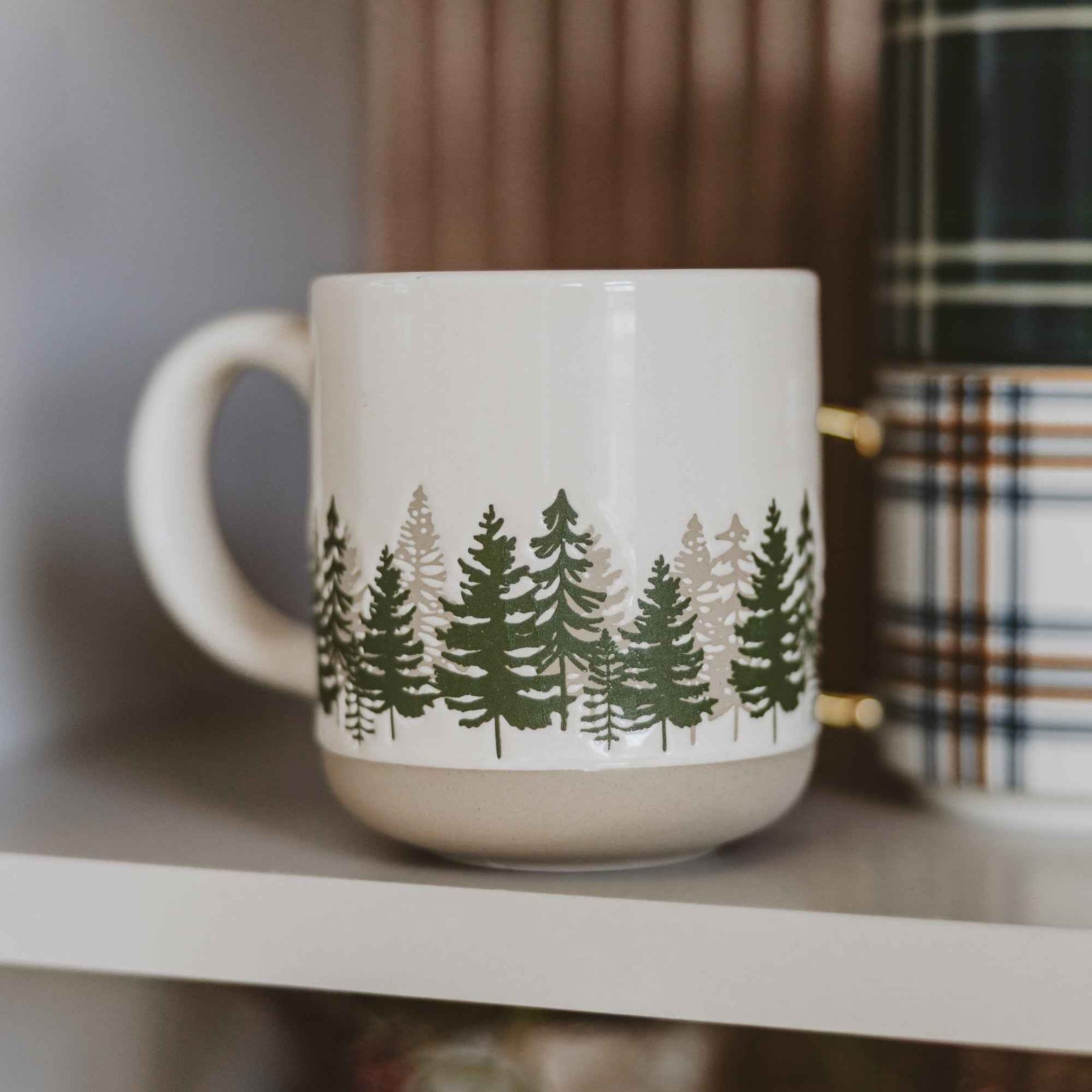 Forest 14 oz Cream Stoneware Coffee Mug