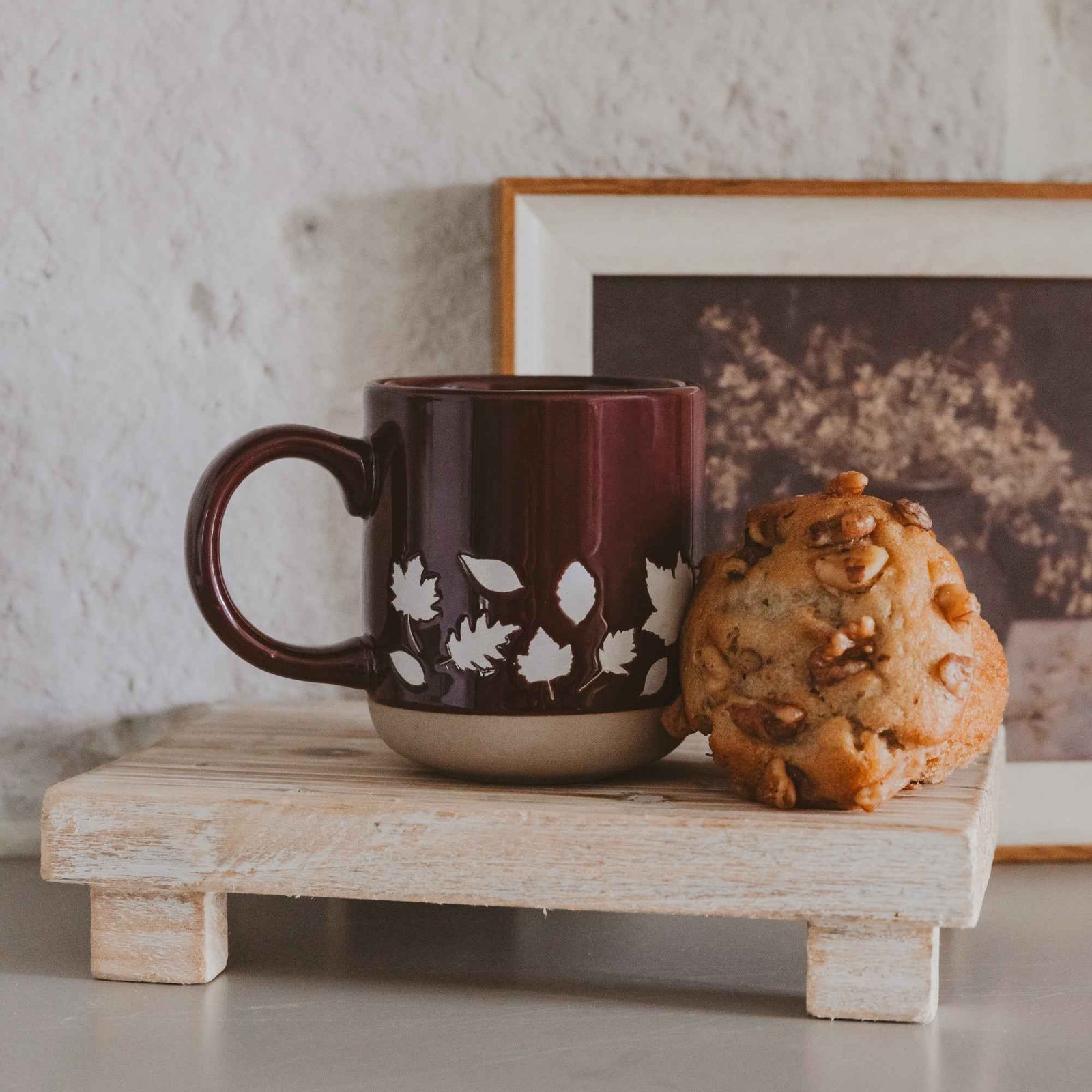 Brown Leaves 14 oz Stoneware Coffee Mug