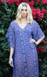 Geo Diamond Midi Caftan in Cobalt Blue + Silver